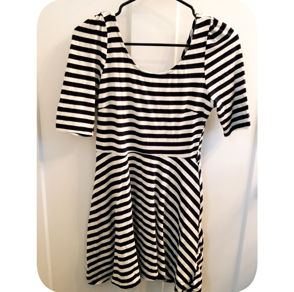 Striped half sleeve dress
